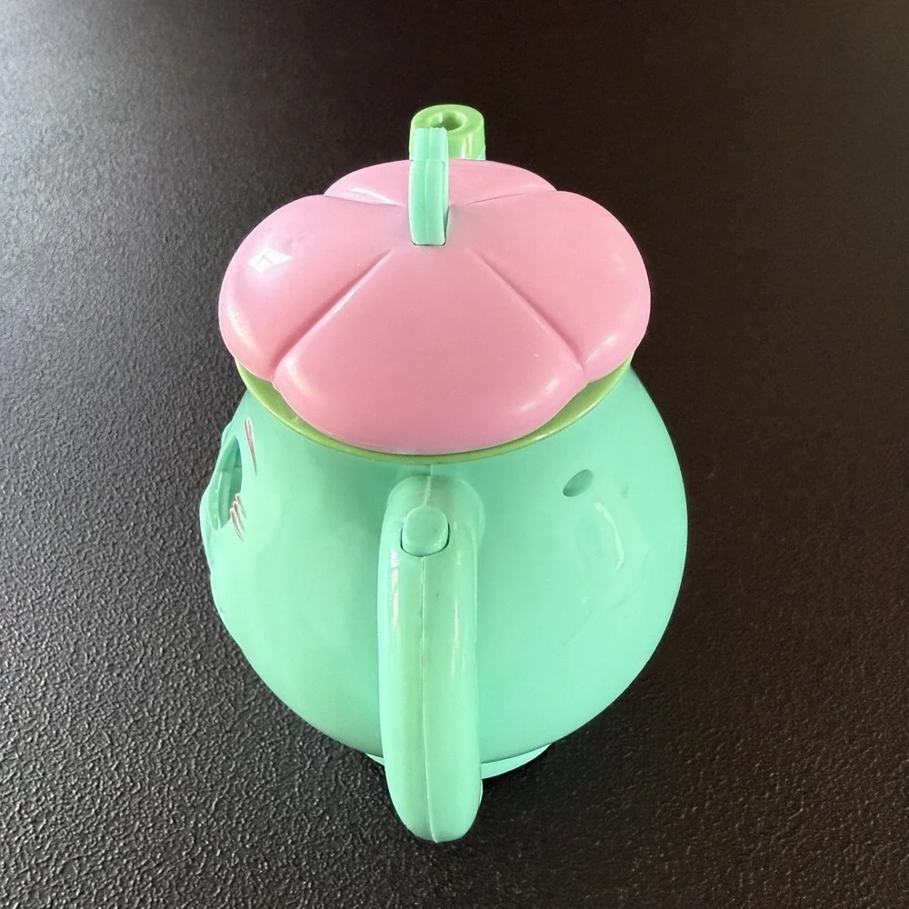 Vintage 2003 MMTL Talking Teapot Toy Mint Green Pink Heart Lid Animated Face